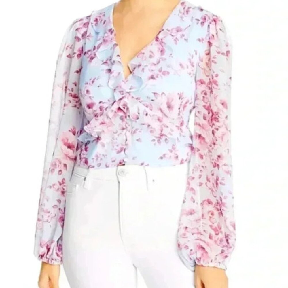 Bardot Nelly Long-Sleeve Top - light blue